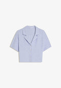 Bershka RUSTIC - Button-down blouse - dark blue