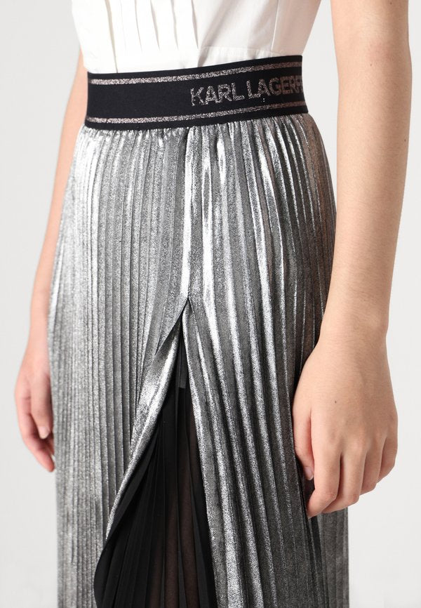 KARL LAGERFELD FOIL PLEATED SKIRT