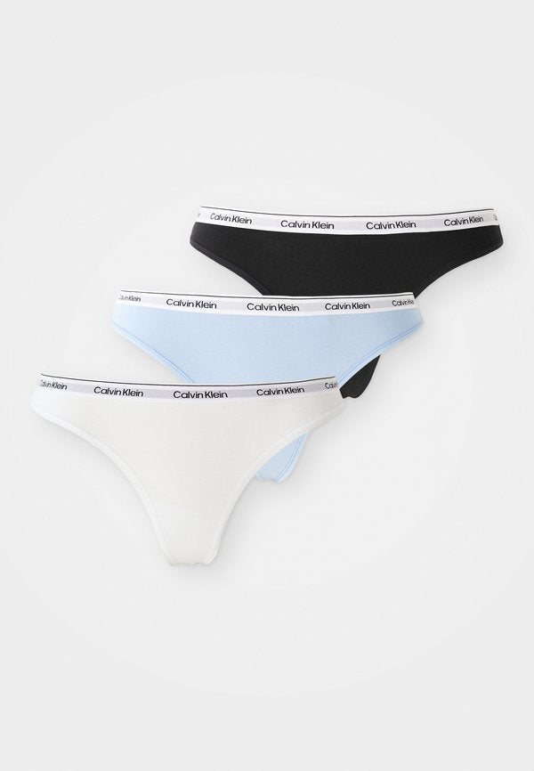 Calvin Klein Underwear THONG LOGO ICON 3 PACK  - Thong - black/white/frozen fjiord