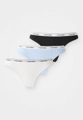 Calvin Klein Underwear THONG LOGO ICON 3 PACK  - Thong - black/white/frozen fjiord
