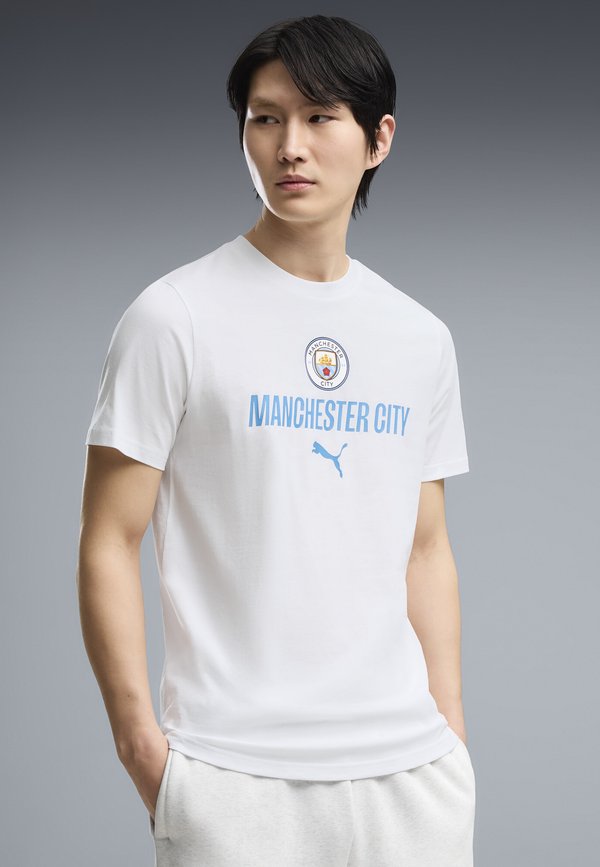 Puma MANCHESTER CITY FTBLCULTURE T-SHIRT - Club wear - white-team light blue