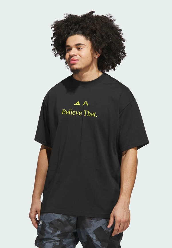 adidas Performance ANT BELIEVE - Print T-shirt - black/preloved lime