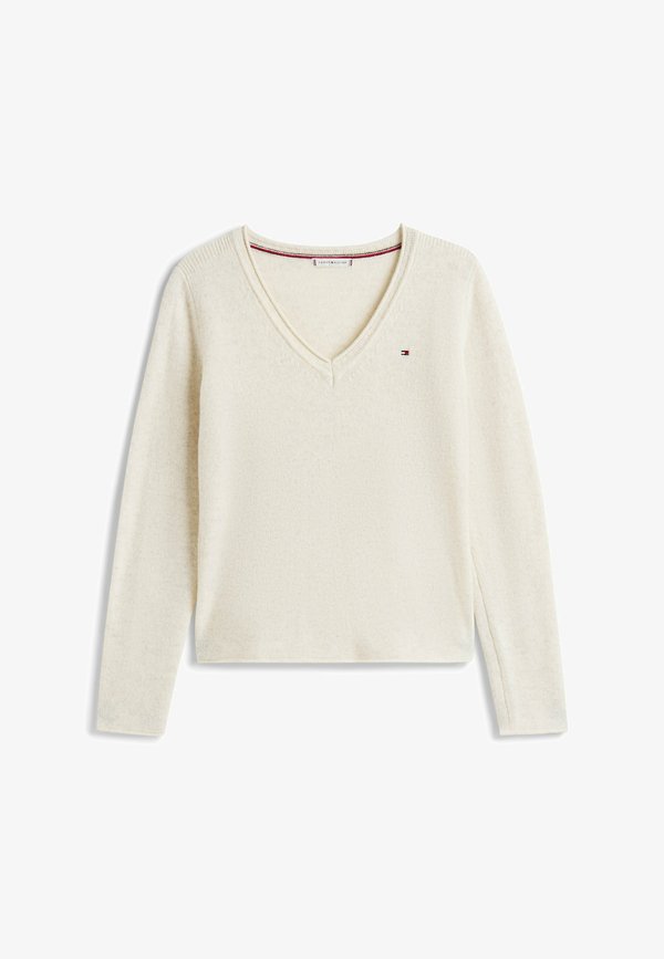Tommy Hilfiger V-NECK SOFT - Jumper - heather oatmilk