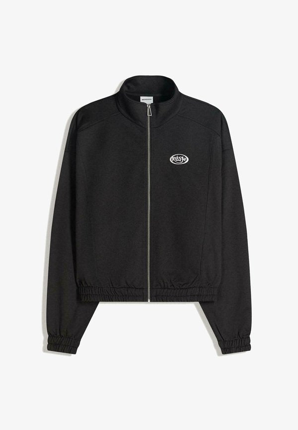 Bershka Zip-up sweatshirt - black