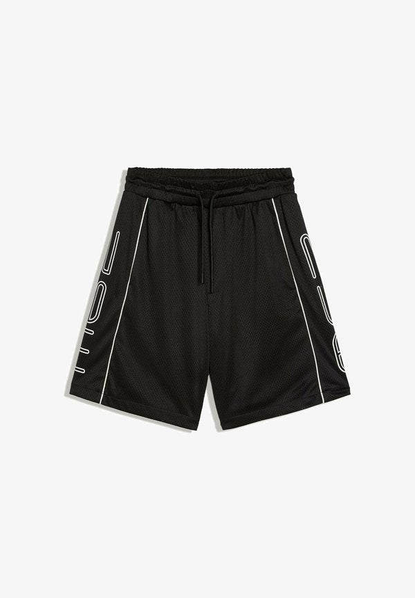 Bershka MESH PIPINGS -  BERMUDA SHORT - Tracksuit bottoms - black