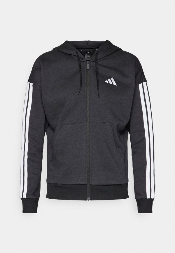 adidas Sportswear ESSENTIALS 3 STRIPES FULL ZIP HOODIE - Zip-up sweatshirt - black/white