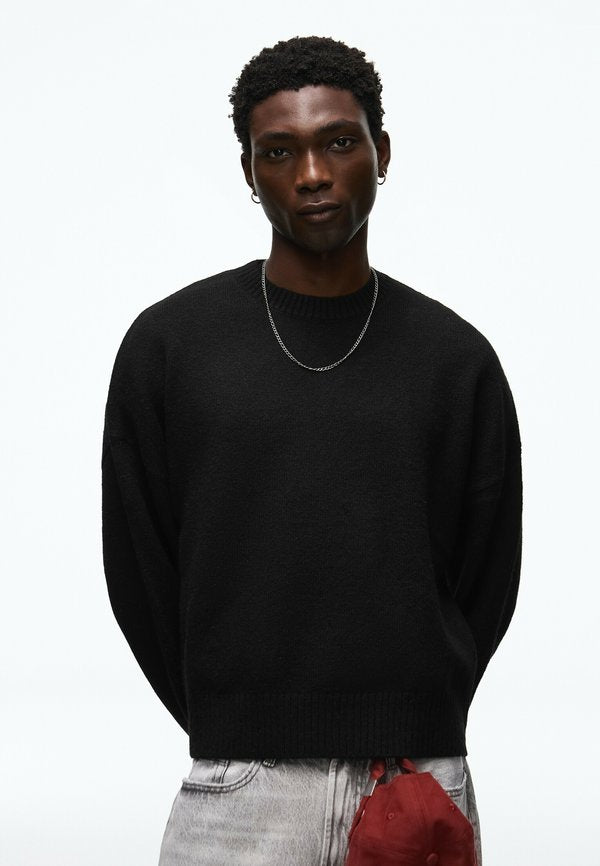 Bershka BOXY ROUND NECK - SWEATER - Jumper - black