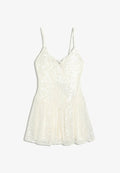 Bershka SEQUIN STRAPPY WITH FLARED SKIRT - MINI DRESS - Cocktail dress / Party dress - beige