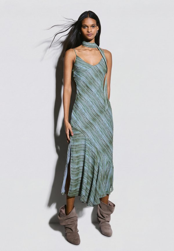 Bershka SCARF MIDI - Cocktail dress / Party dress - turquoise