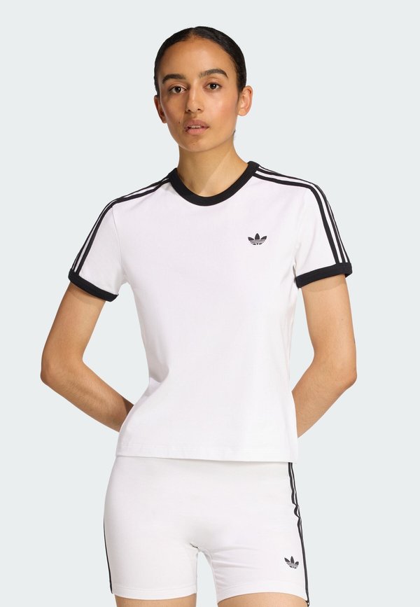 adidas Originals 3-STRIPES SLIM T-SHIRT - Print T-shirt - white black