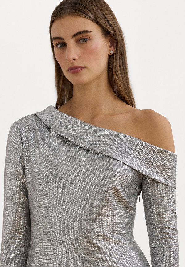 Lauren Ralph Lauren METALLIC OFF THE SHOULDER COCKTAIL DRESS