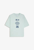 Bershka BOXY FIT PRINT T-SHIRT - Print T-shirt - light blue