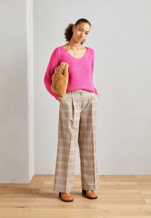 Scotch & Soda ROSE PLEATED HIGH RISE WIDE LEG CHECK PANT