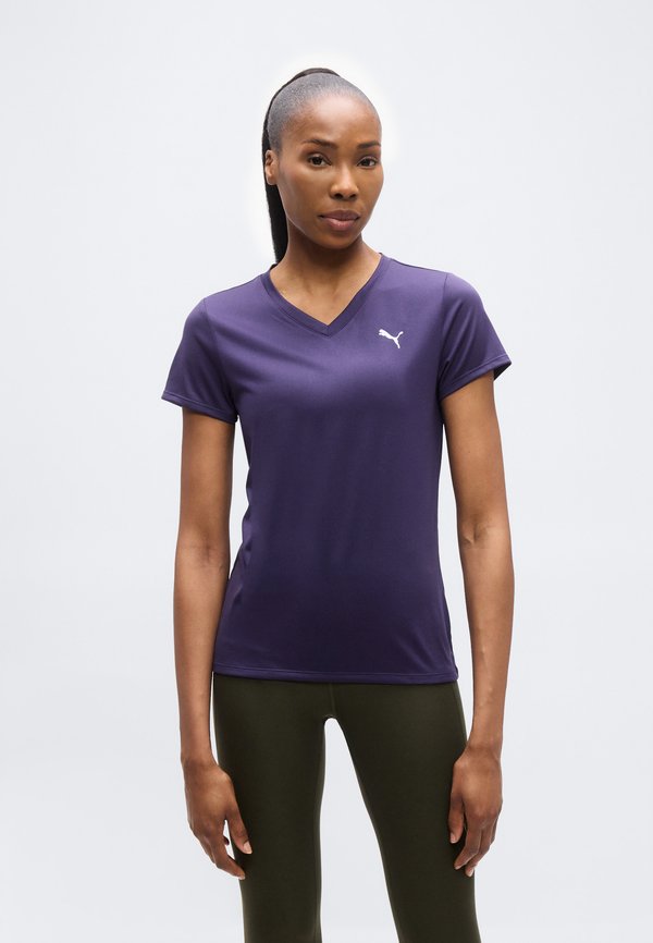 Puma TAD ESSENTIAL V NECK TEE - Sports T-shirt - deep plum