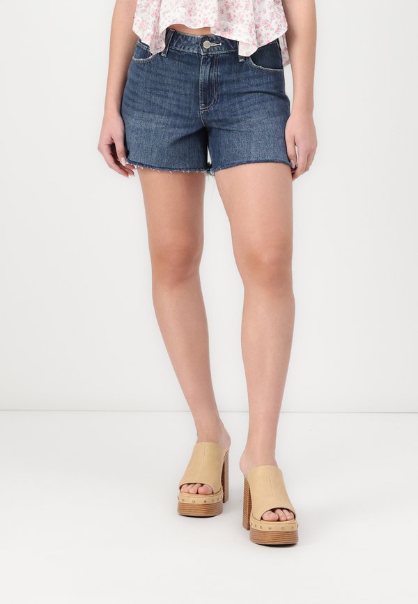 Hollister Co. High-Rise Medium Dark Wash Relaxed Denim Shorts 5"