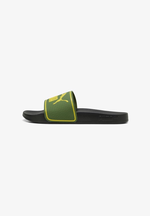 Puma LEADCAT 2.0 UNISEX - Pool slides - earthy green-bright mango yellow-puma black