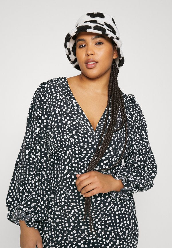 Glamorous Curve PLUNGE NECK LONG SLEEVE MINI DRESS