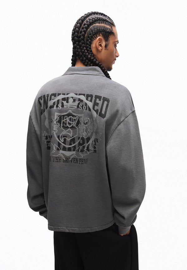 Bershka PRINT - Polo shirt - dark grey