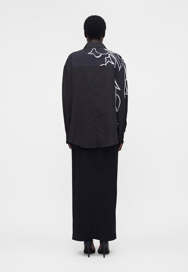 Donde Esteban BLACK TULIPANES VOILE LONG SLEEVE SHIRT