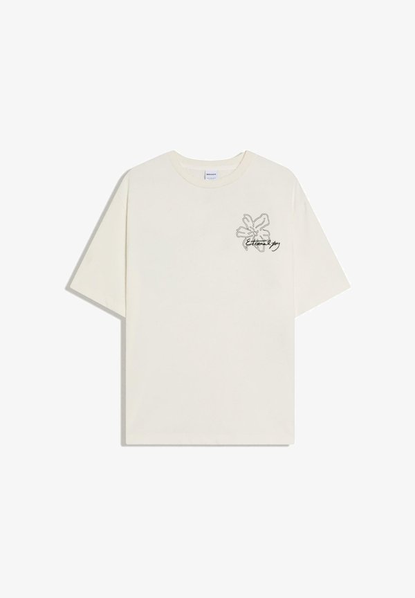Bershka EMBROIDERED SHORT SLEEVE - T-SHIRT - Print T-shirt - white