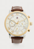 Tommy Hilfiger OXFORD - Chronograph watch - gold-coloured/brown