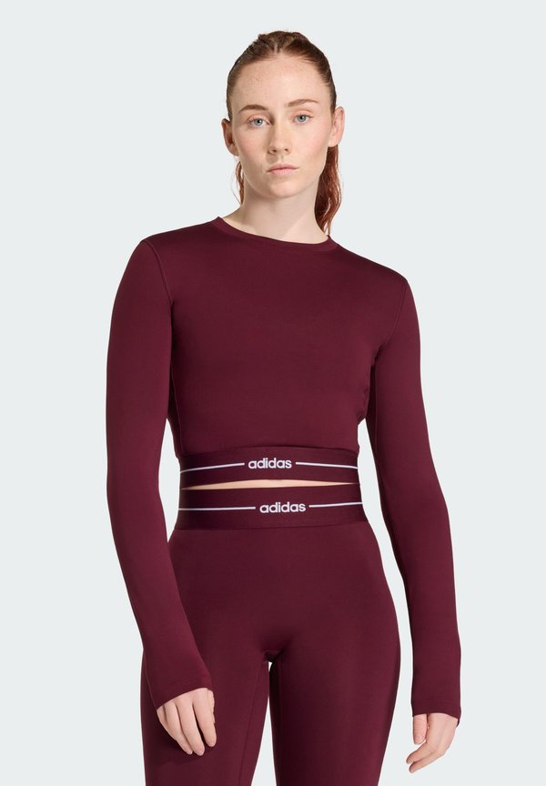 adidas Performance HYPERGLAM CROPPED LONG SLEEVE - Long sleeved top - maroon
