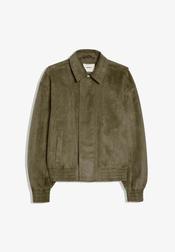Bershka Faux leather jacket - khaki