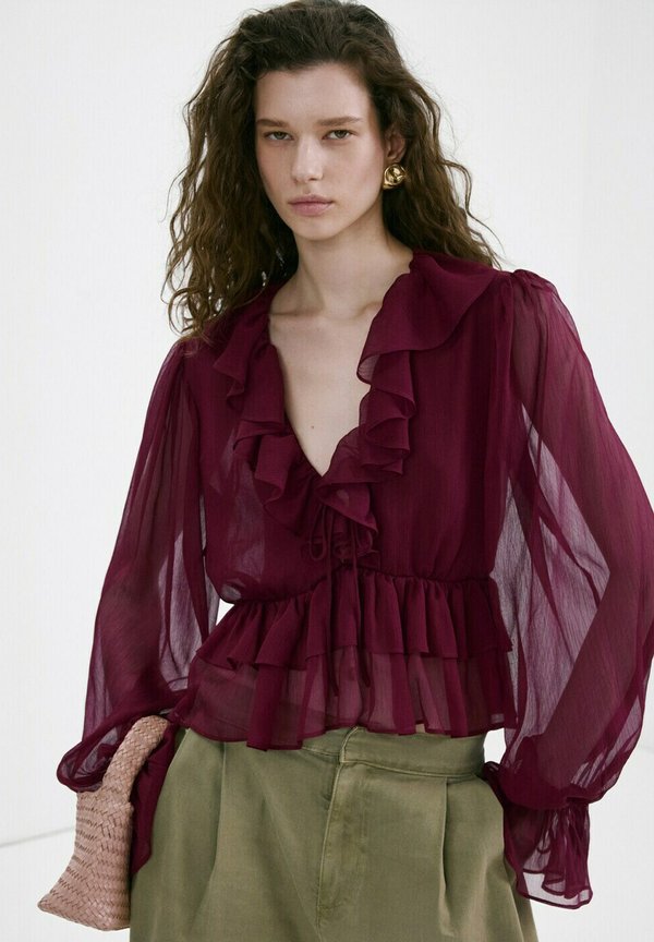 Mango ADULT - Blouse - mottled bordeaux