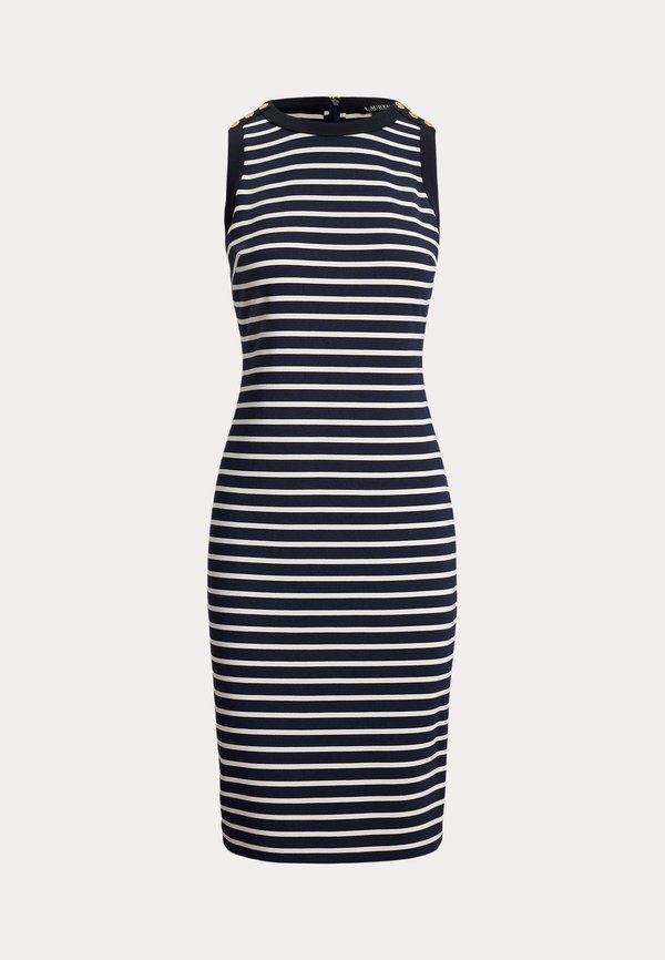 Lauren Ralph Lauren STRIPED SNAP‑TRIM PONTE SHEATH DRESS