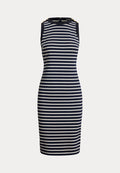 Lauren Ralph Lauren STRIPED SNAP‑TRIM PONTE SHEATH DRESS