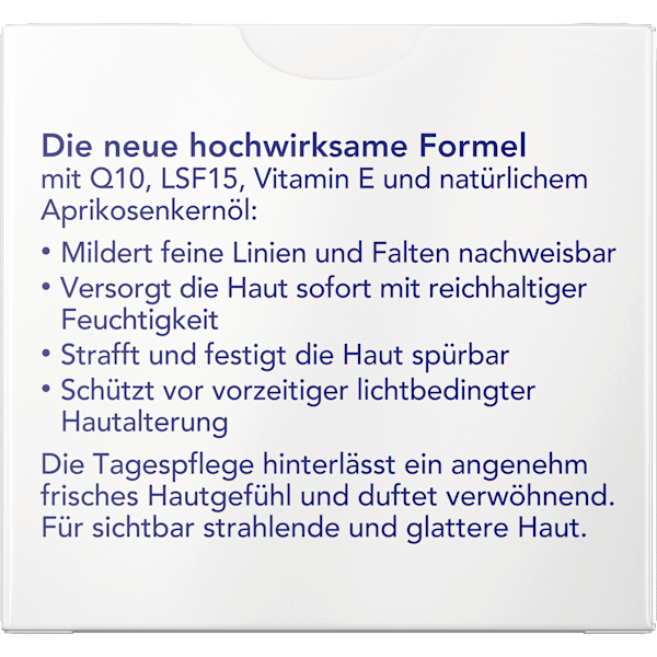 Tagescreme Q10 & Aprikosenkernöl Anti-Falten & Elastizität, LSF 15 Florena
