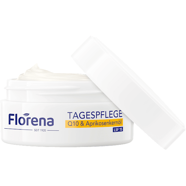 Tagescreme Q10 & Aprikosenkernöl Anti-Falten & Elastizität, LSF 15 Florena