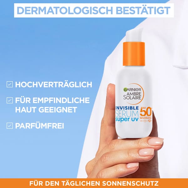 Sonnenfluid Gesicht super UV invisible Serum, LSF 50+ Garnier Ambre Solaire