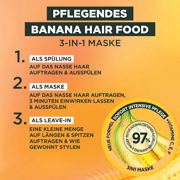 Haarkur Banana Hair Food 3in1 Maske GARNIER FRUCTIS