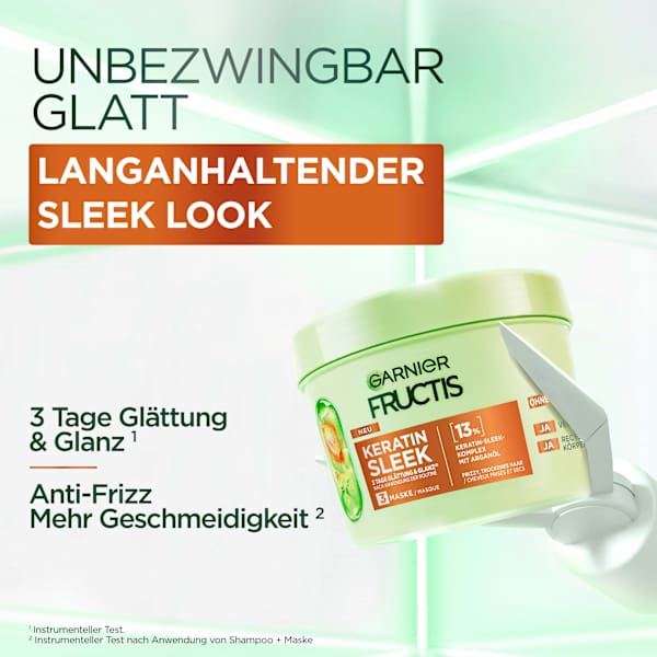 Haarmaske Keratin Sleek, Anti-Frizz Kur GARNIER FRUCTIS