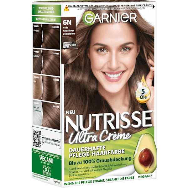 Haarfarbe 6N Nude Natürliches Dunkelblond GARNIER NUTRISSE