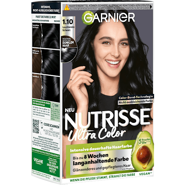 Haarfarbe Ultra Color 1.1 Leuchtendes Schwarz GARNIER NUTRISSE