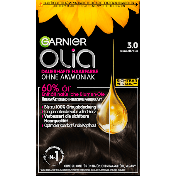 Haarfarbe 3.0 Dunkelbraun GARNIER olia