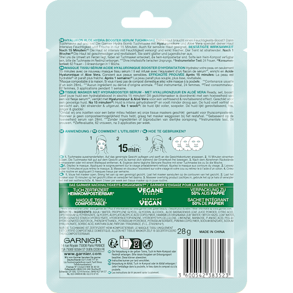 Tuchmaske Hydra Bomb Aloe Vera Garnier Skin Active