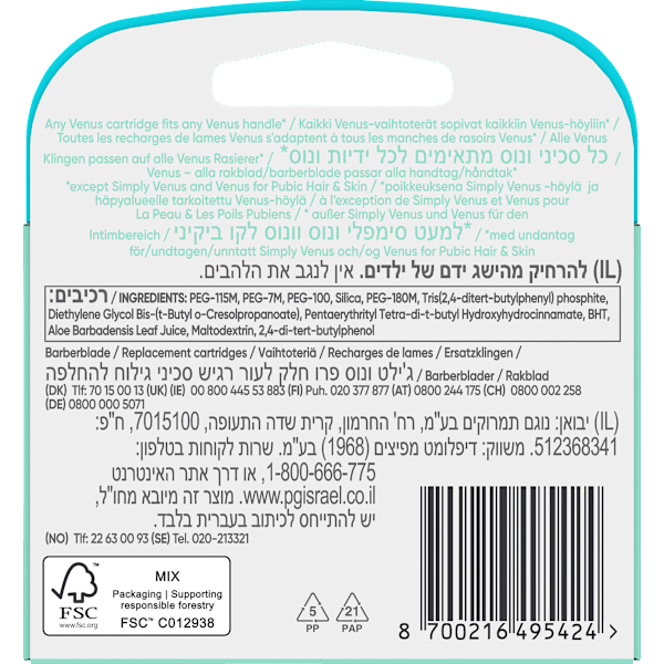 Rasierklingen, Pro Smooth Sensitive Gillette Venus