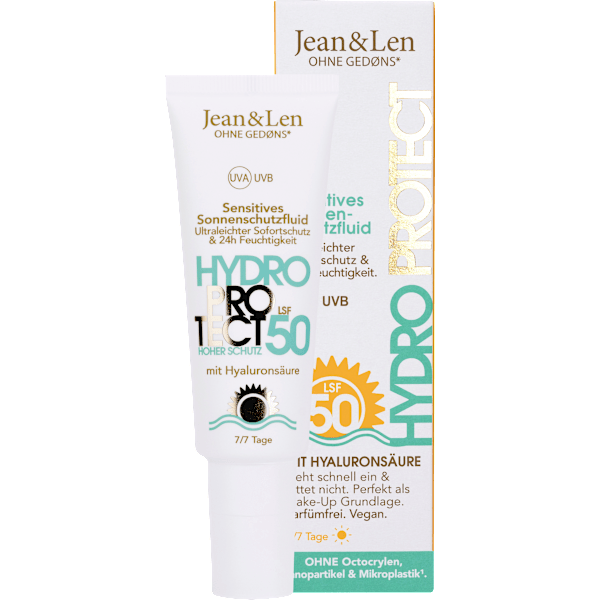 Sonnenfluid Gesicht sensitiv, hydro protect, LSF 50 Jean&Len