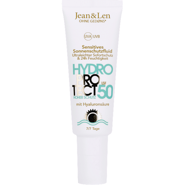Sonnenfluid Gesicht sensitiv, hydro protect, LSF 50 Jean&Len