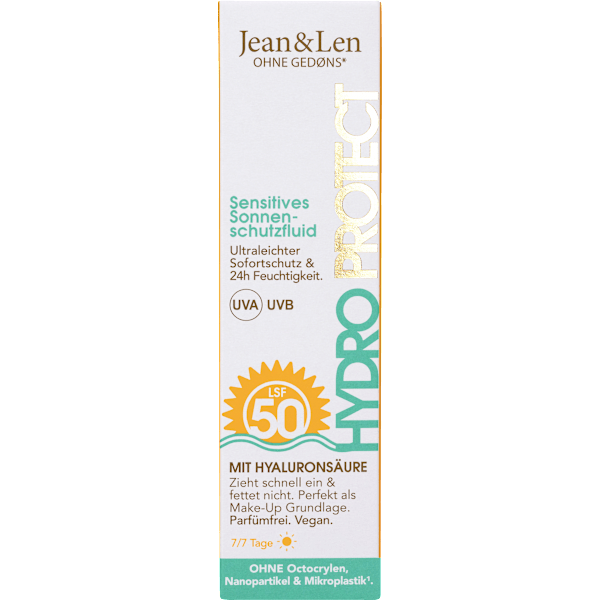 Sonnenfluid Gesicht sensitiv, hydro protect, LSF 50 Jean&Len