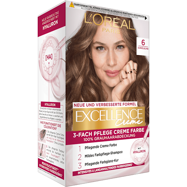 Haarfarbe 6 Dunkelblond L'ORÉAL PARiS EXCELLENCE Creme