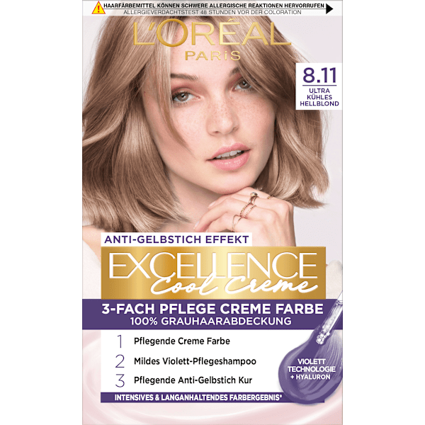 Haarfarbe Cool Creme 8.11 Hellblond L'ORÉAL PARiS EXCELLENCE Creme