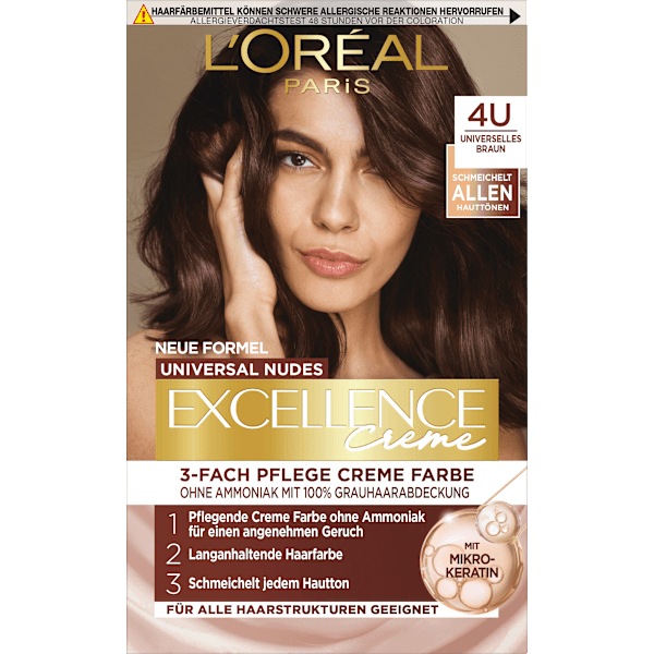 Haarfarbe Nude 4U Universal Mittelbraun L'ORÉAL PARiS EXCELLENCE Creme