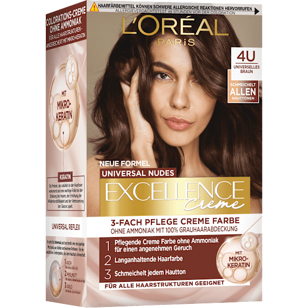 Haarfarbe Nude 4U Universal Mittelbraun L'ORÉAL PARiS EXCELLENCE Creme
