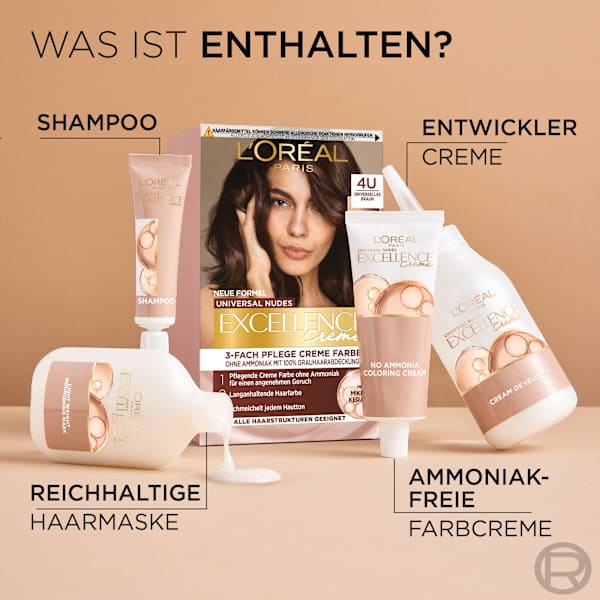 Haarfarbe Nude 4U Universal Mittelbraun L'ORÉAL PARiS EXCELLENCE Creme