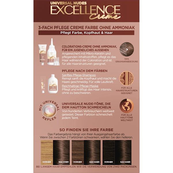 Haarfarbe Nude 5U Universal Hellbraun L'ORÉAL PARiS EXCELLENCE Creme