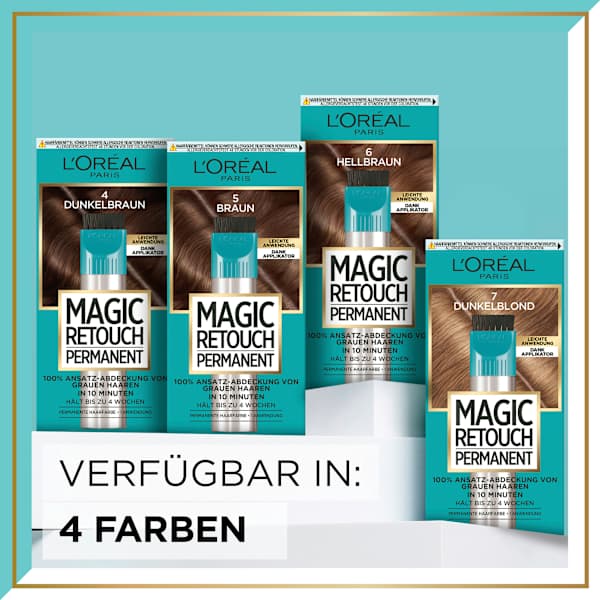 Ansatzset zur Abdeckung von grauem Haar, 4 Dunkelbraun L'ORÉAL PARiS MAGIC RETOUCH